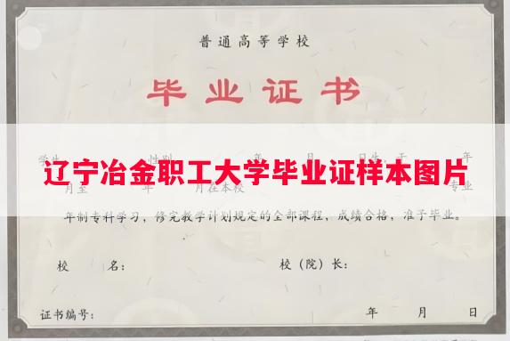 辽宁冶金职工大学毕业证样本图片