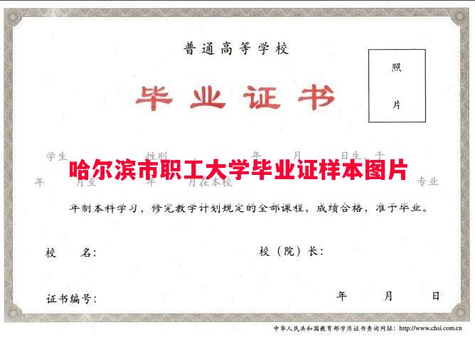 哈尔滨市职工大学毕业证样本图片 哈尔滨市职工大学毕业证样本图片