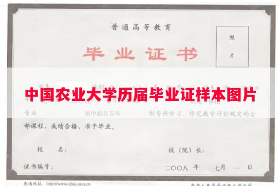 中国农业大学历届毕业证样本图片
