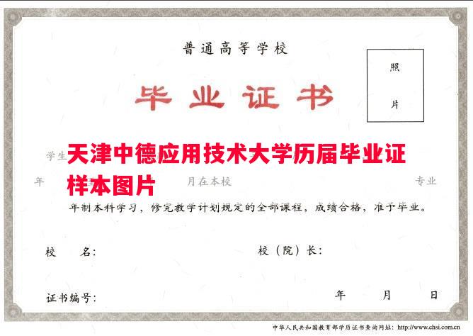 天津中德应用技术大学历届毕业证样本图片